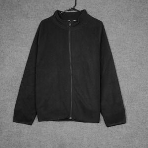 Emily B Womens 2X Black Full Zip Fleece Jacket Stand Up Collar Fur Lined